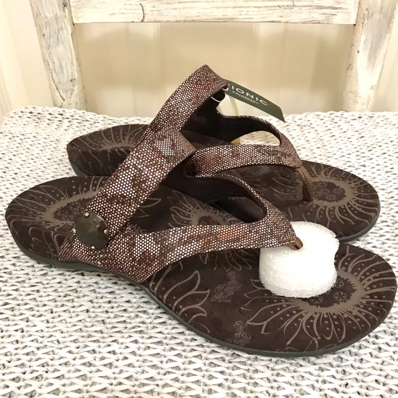 NIB Vionic Cocoa Sandals in Bronze Snake - Picture 2 of 16